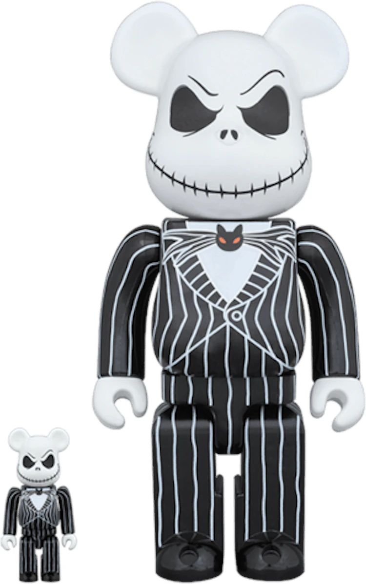 bearbrick-x-jack-skellington-100-and-400-set-black