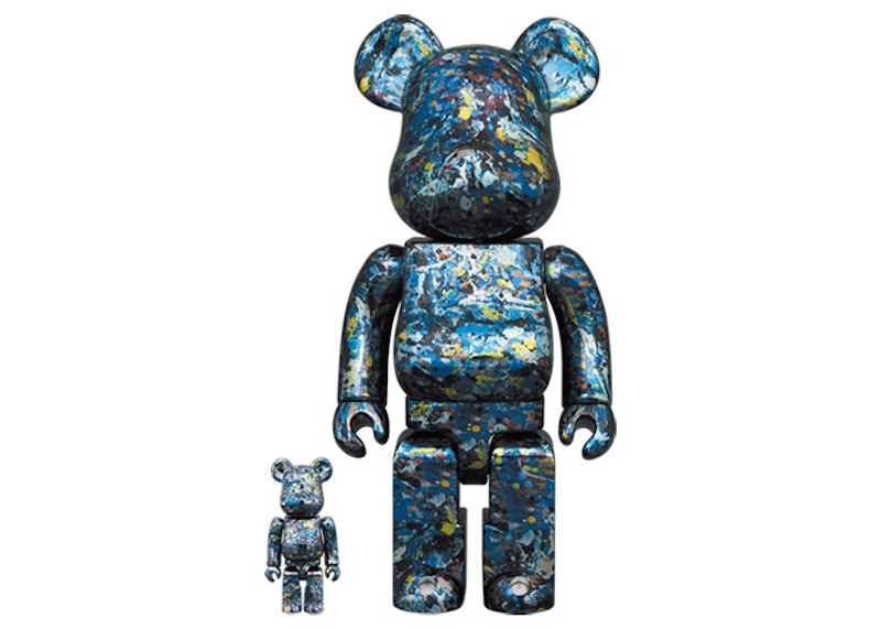 Bearbrick x Jackson Pollock Studio 100% & 400% Set 'Chrome'