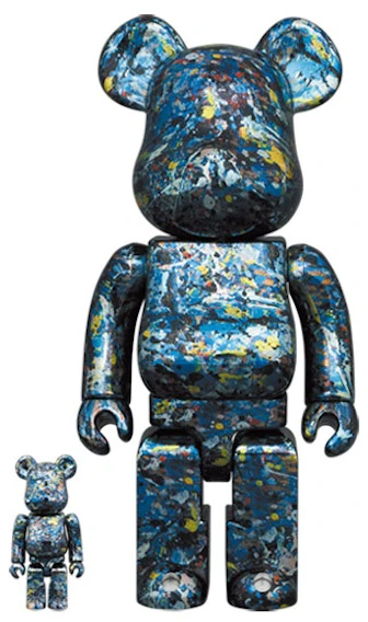 bearbrick-x-jackson-pollock-studio-100-and-400-set-chrome