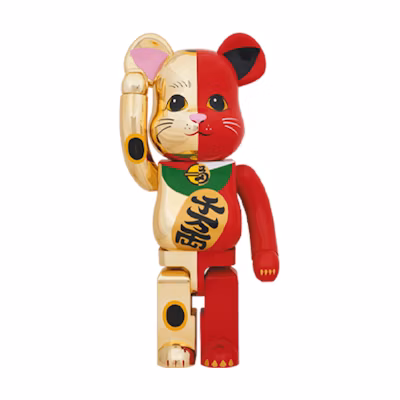 Bearbrick Maneki Neko 1000% Gold/Red