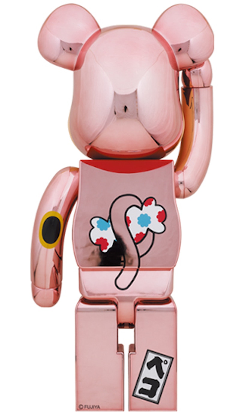 Order Bearbrick x Maneki Neko Peko-chan 1000% Emas Peach Plated