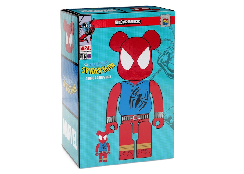 BE@RBRICK SCARLET SPIDER 100％ & 400％ Medicom 400% + 100% Bearbrck ~ Marvel Spiderman Be@rbrck