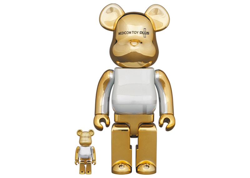 Bearbrick x Medicom Toy Plus 100% & 400% Set 'Gold Chrome Ver.'