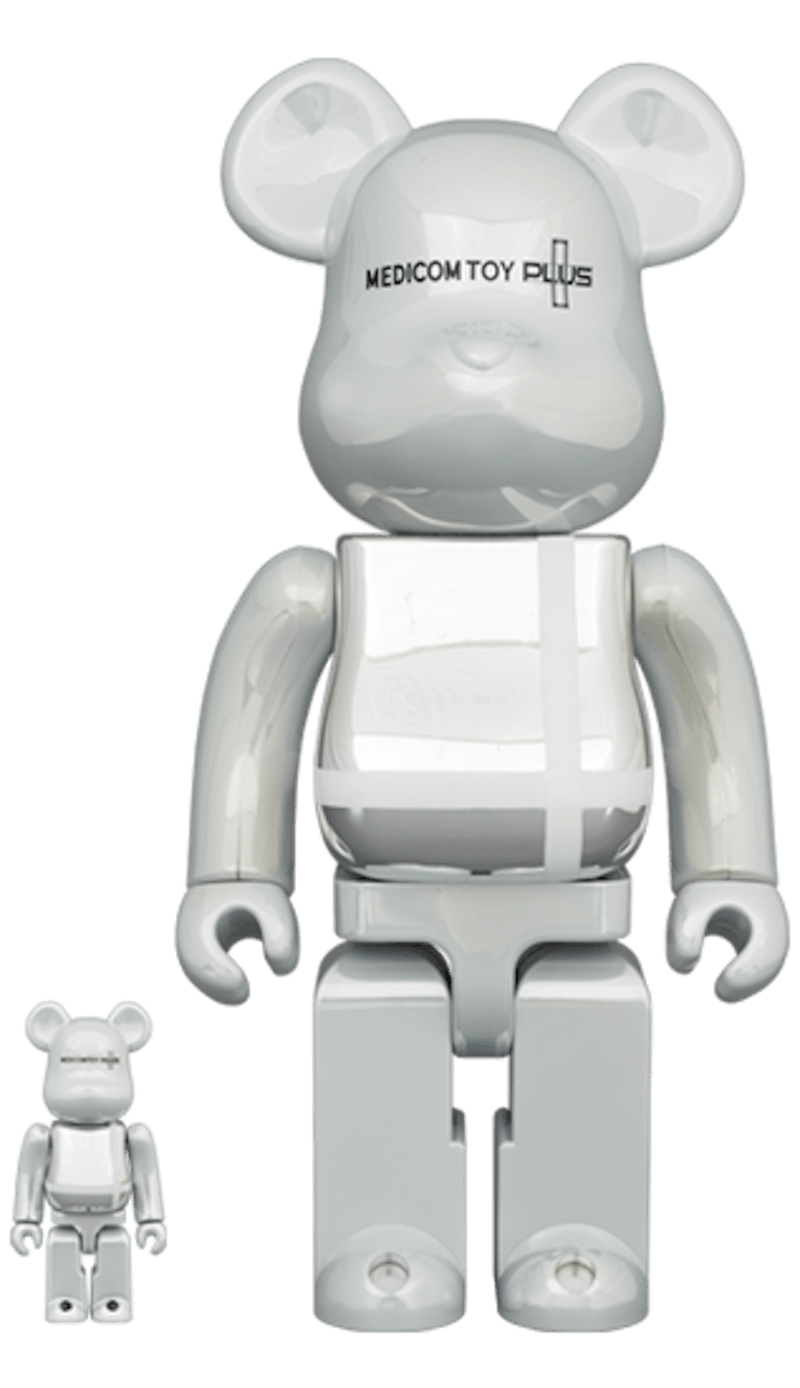 Bearbrick x Medicom Toy Plus 100% & 400% Set 'White Chrome Ver.'
