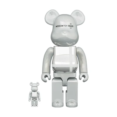 Bearbrick Medicom Toy Plus 100% & 400% Set 'White Chrome Ver.'