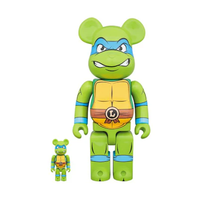 Bearbrick Medicom TMNT 100% & 400% Set 'Leonardo Green'