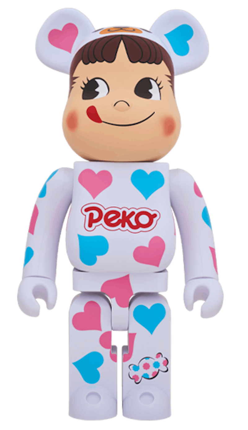 Bearbrick x Peko-Chan Heart Costumer 1000% White
