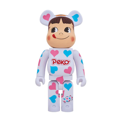 Bearbrick Peko-Chan Heart Costumer 1000% White