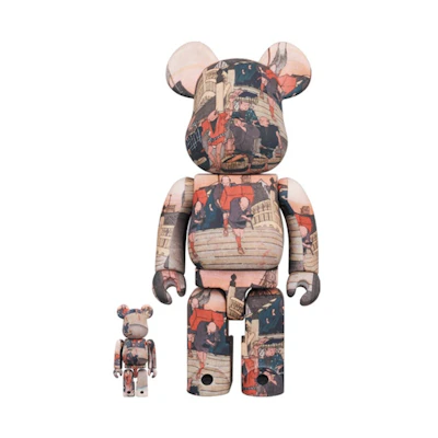 Bearbrick x Tokyo National Museum Hiroshige Utagawa (Fifty-three Stations of the Tokaido) Nihonbashi 100% & 400% Set
