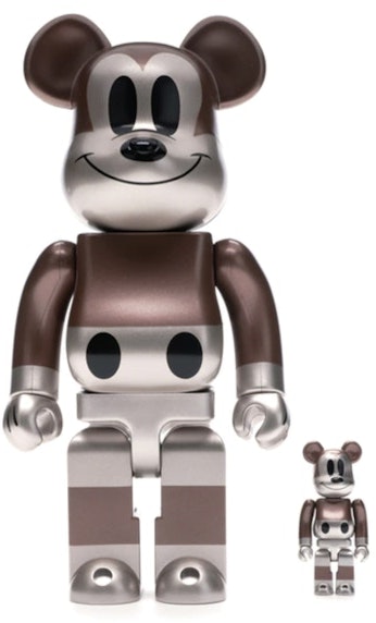 bearbrick-x-undefeated-x-disney-mickey-mouse-90th-anniversary-100-and-400-set-copper-black