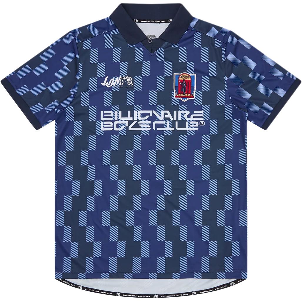 Billionaire Boys Club FW25 Flocked Print Embroidered Team Patch Jersey Unisex. B25S13-NAVY
