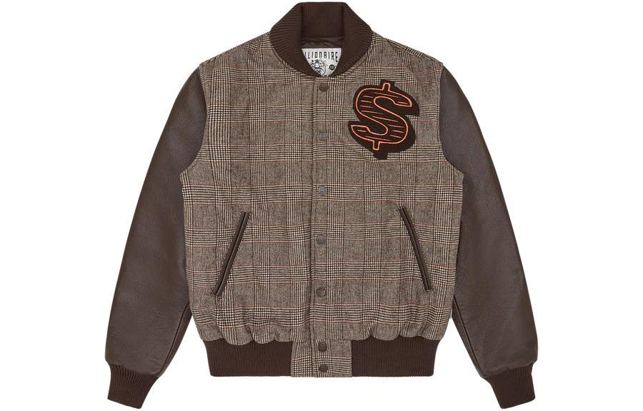 Billionaire Boys Club Plaid Baseball Collar Jacket Brown Unisex Casual Outerwear B23403-BROWN-CHECK
