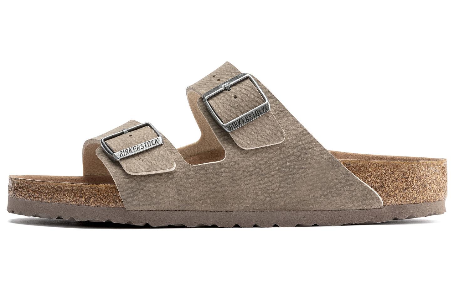 (Women) Birkenstock Arizona Vegan Synthetik Narrow Fit Sandals 'Desert Dust Gray Taupe' 1023036