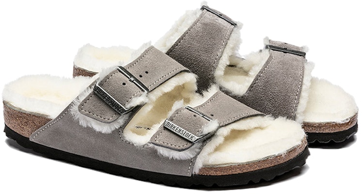 Birkenstock Arizona 'Grey Fleece-Lined' 1017402 Shop Birkenstock Arizona 'Grey Fleece-Lined' 1017402