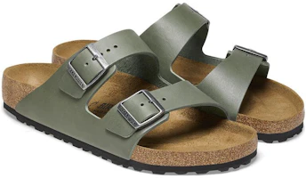 Lookbook Birkenstock 皮革 舒適軟底簡約搭扣 一字拖鞋 男款 軍綠色 常規版