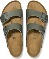 Shop Birkenstock 皮革 舒適軟底簡約搭扣 一字拖鞋 男款 軍綠色 常規版