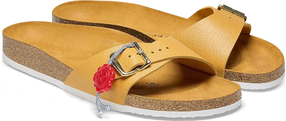 Birkenstock 皮革 舒適萬用履帶 平底拖鞋 男女款 黃色 窄型 Lookbook Birkenstock 皮革 舒適萬用履帶 平底拖鞋 男女款 黃色 窄型