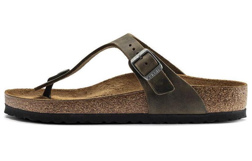 Birkenstock Gizeh Oiled Leather Faded Khaki 'Brown' 1019383
