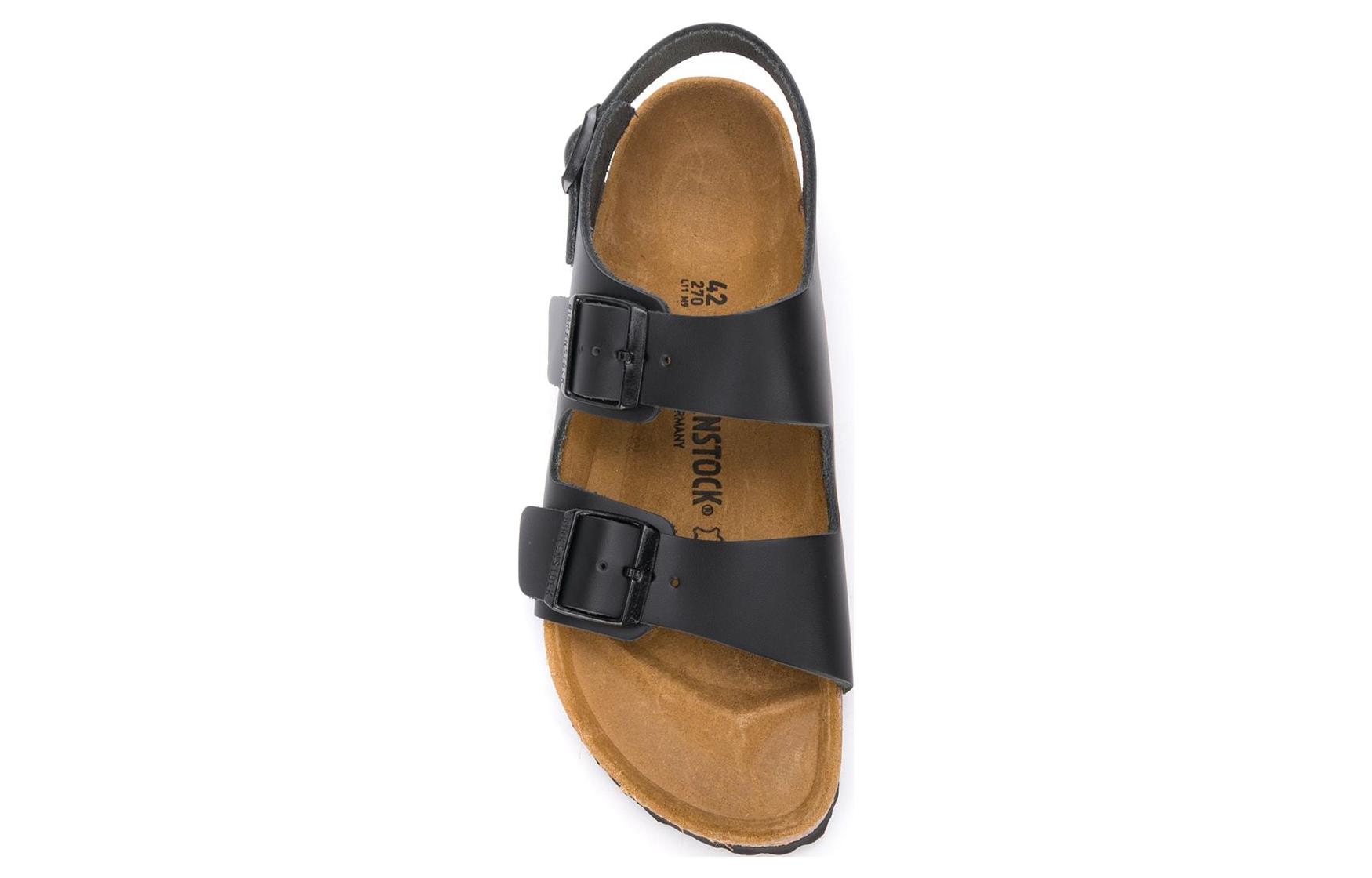 Shop 勃肯Arizona柔软舒适厚底双扣黑色拖鞋 0034193