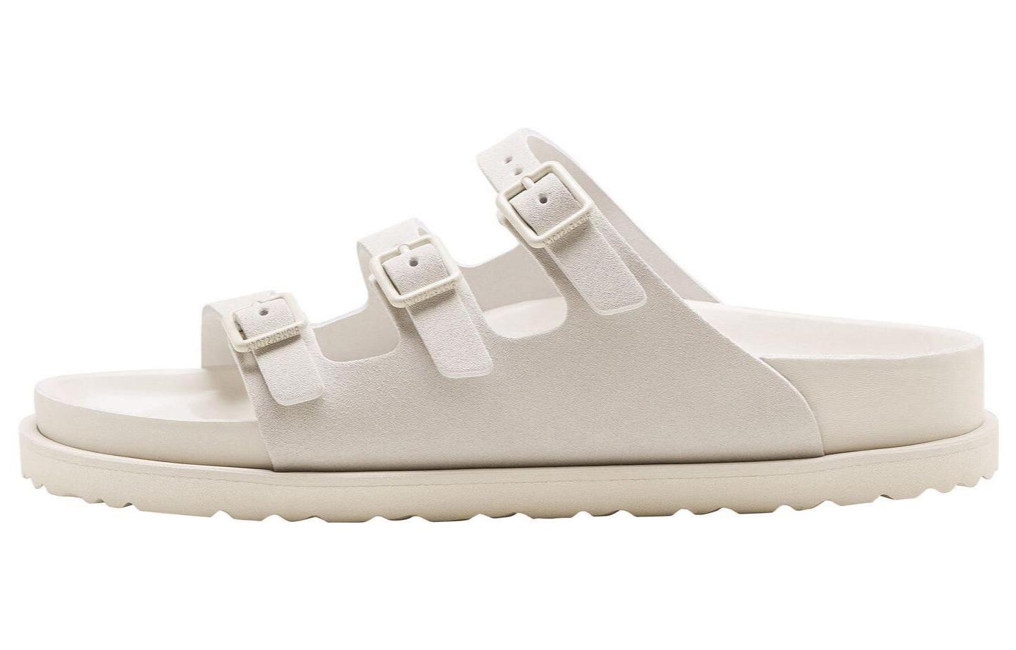 Buy Birkenstock 皮革 休閒百搭 一字拖鞋 男女同款 白色