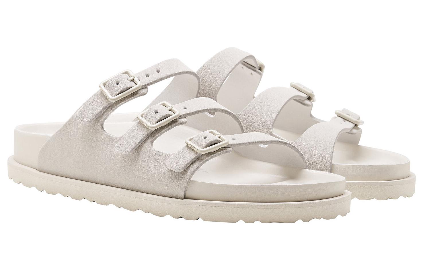 Lookbook Birkenstock 皮革 休閒百搭 一字拖鞋 男女同款 白色