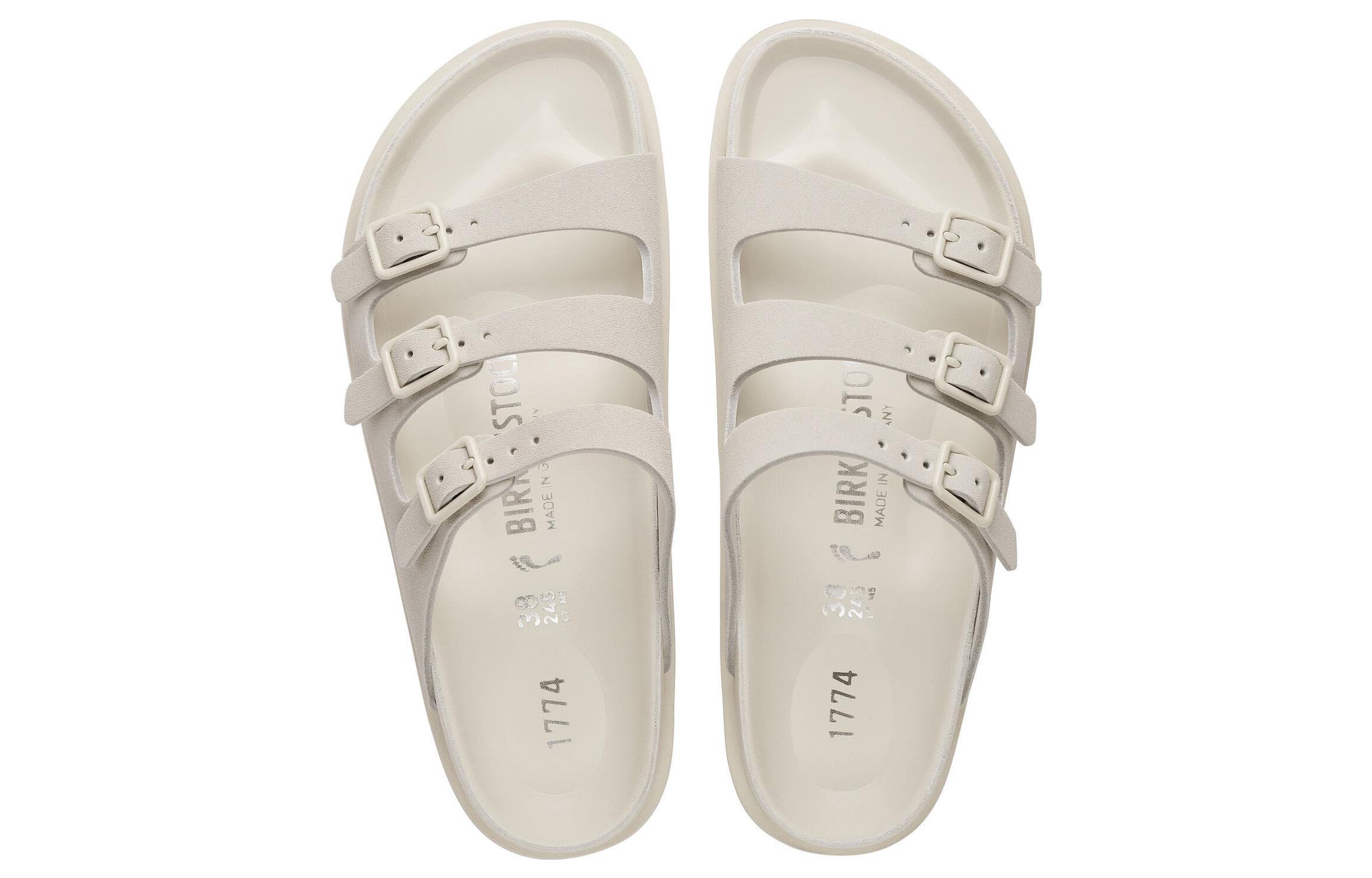 Shop Birkenstock 皮革 休閒百搭 一字拖鞋 男女同款 白色