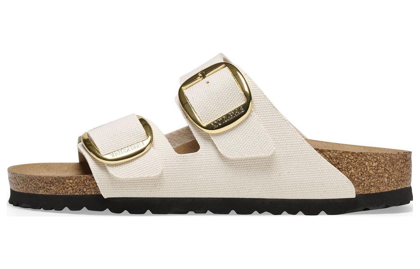 Birkenstock Arizona Big Buckle Rivet Logo Textile Narrow Fit 'Vegan Canvas Eggshell' 1025563