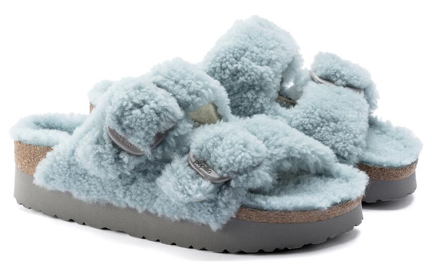 Lookbook Birkenstock Arizona Big Buckle Shearling 'Faded Aqua' 1022813