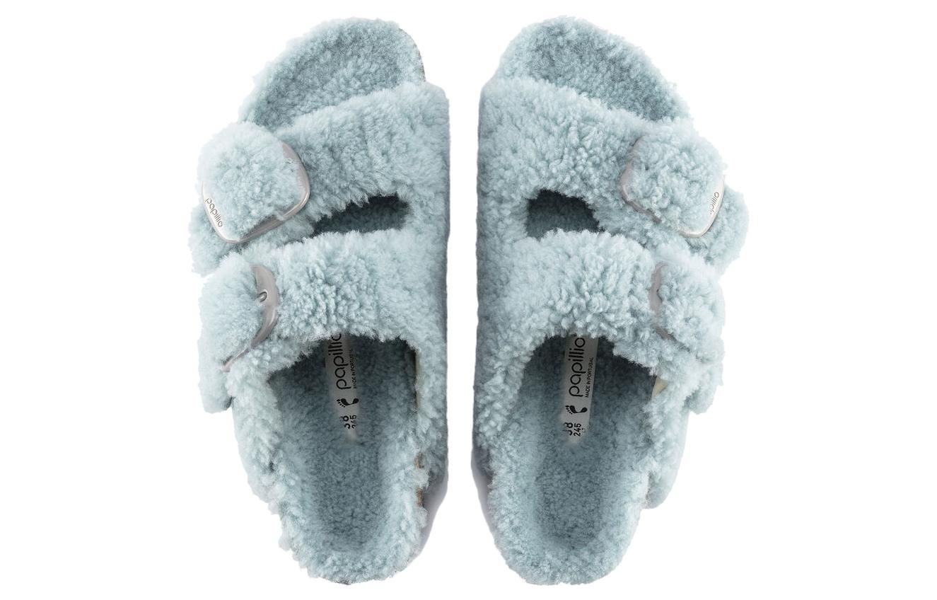 Shop Birkenstock Arizona Big Buckle Shearling 'Faded Aqua' 1022813