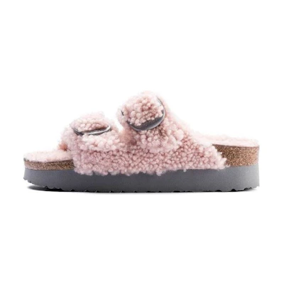 (W) Birkenstock Arizona Big Buckle Shearling Narrow 'Teddy Crystal Rose'