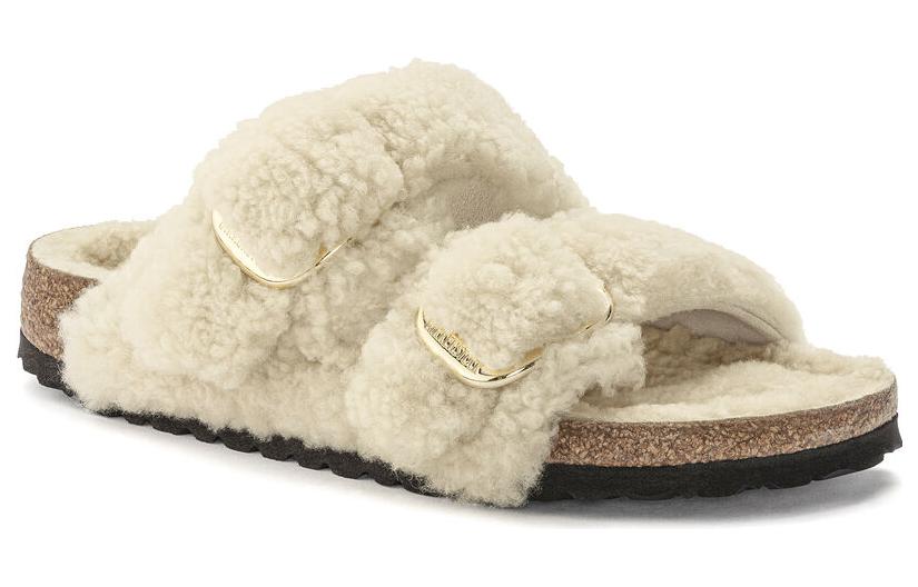 Order Birkenstock Arizona Big Buckle Shearling Narrow Fit 'Teddy Eggshell' Wanita 1023130