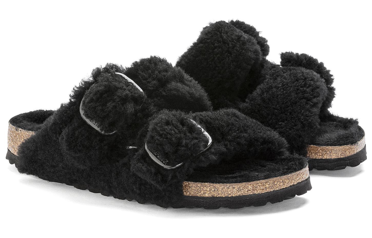 Lookbook Birkenstock Arizona 大扣羊羔毛窄版 '泰迪黑' 1023105