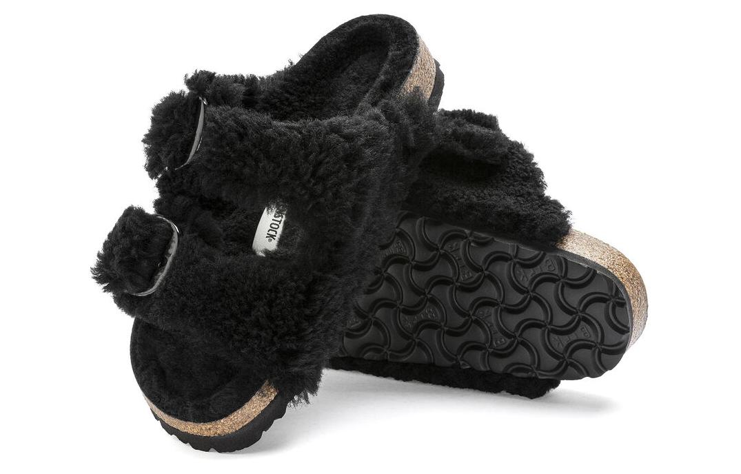 Purchase Birkenstock Arizona 大扣羊羔毛窄版 '泰迪黑' 1023105