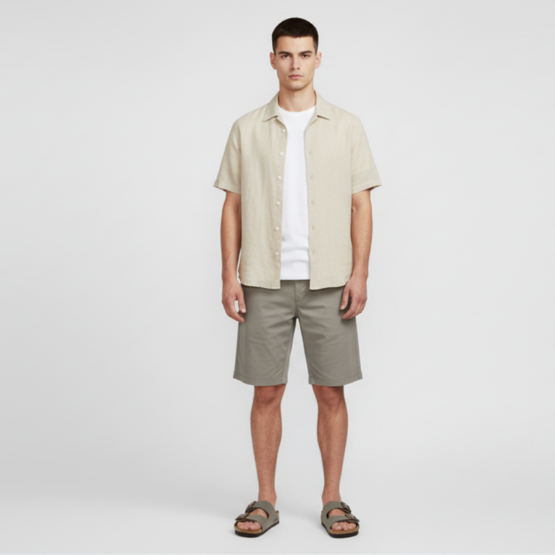 Lookbook Sandal Birkenstock Arizona Birko-Flor Birkibuc 'Stone' 0151211