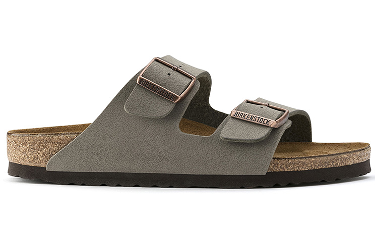 Shop Sandal Birkenstock Arizona Birko-Flor Birkibuc 'Stone' 0151211