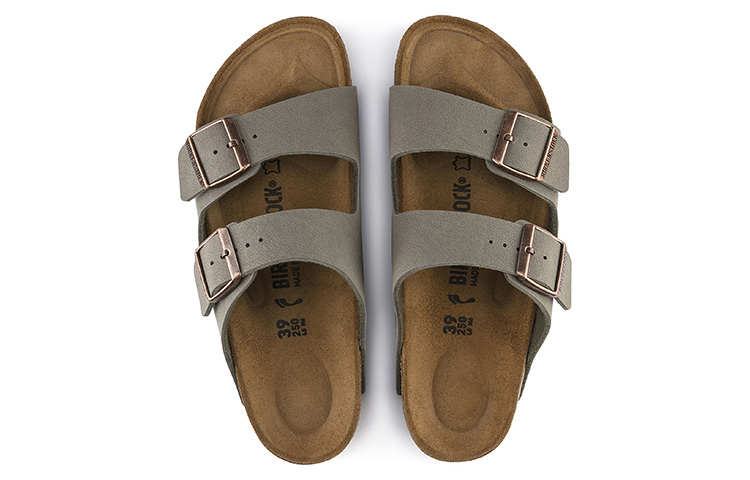 Sizing Sandal Birkenstock Arizona Birko-Flor Birkibuc 'Stone' 0151211