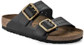 Order Birkenstock 皮革 百搭舒適 透氣 金屬搭扣 一字拖鞋 男款 黑色 窄版