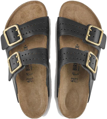 Birkenstock 皮革 百搭舒適 透氣 金屬搭扣 一字拖鞋 男款 黑色 窄版 Shop Birkenstock 皮革 百搭舒適 透氣 金屬搭扣 一字拖鞋 男款 黑色 窄版