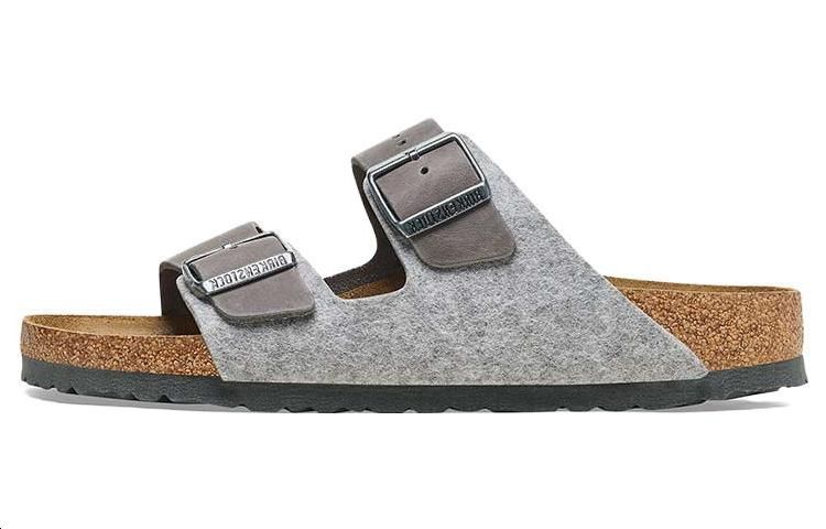 Birkenstock Arizona Leather/Textile/Felt Narrow Fit 'Light Grey'