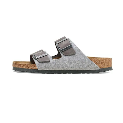 Birkenstock Arizona Leather/Textile/Felt Narrow Fit 'Light Grey'