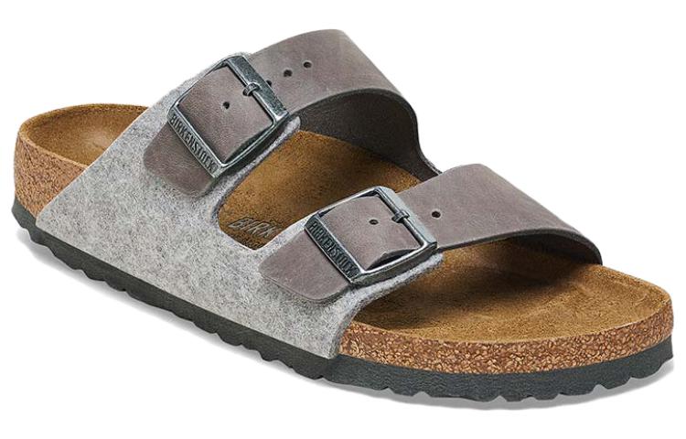 Birkenstock Arizona Leather/Textile/Felt Narrow Fit 'Light Grey' 圖 3