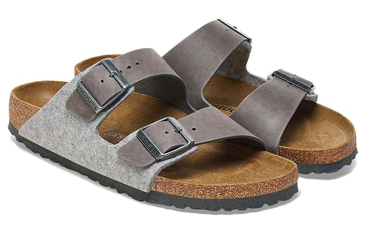 Birkenstock Arizona Leather/Textile/Felt Narrow Fit 'Light Grey' 圖 4