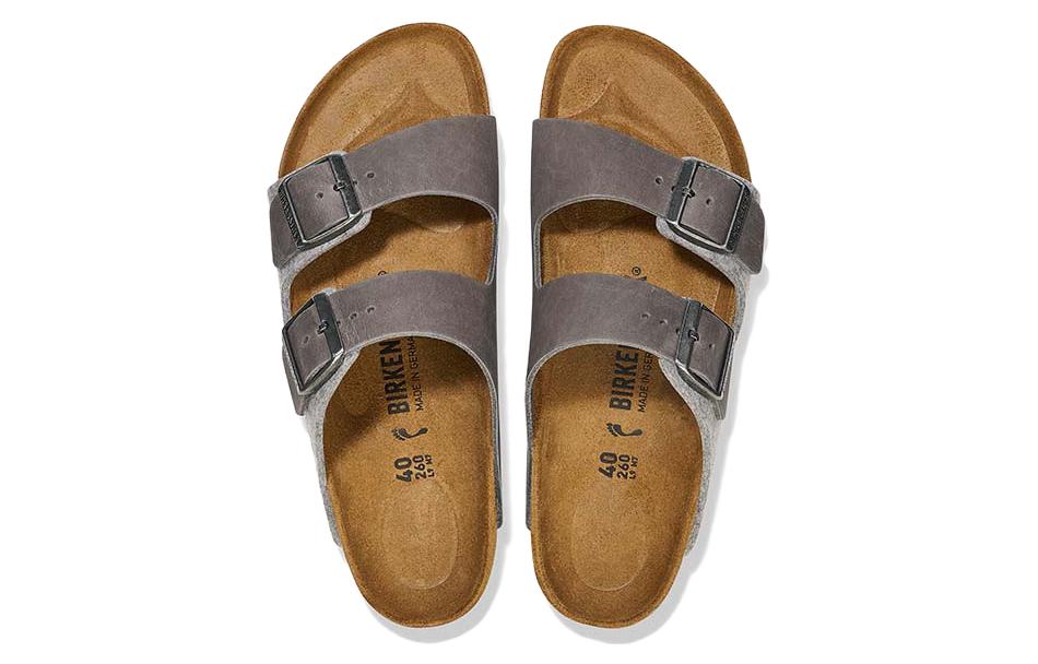 Birkenstock Arizona Leather/Textile/Felt Narrow Fit 'Light Grey' 圖 5