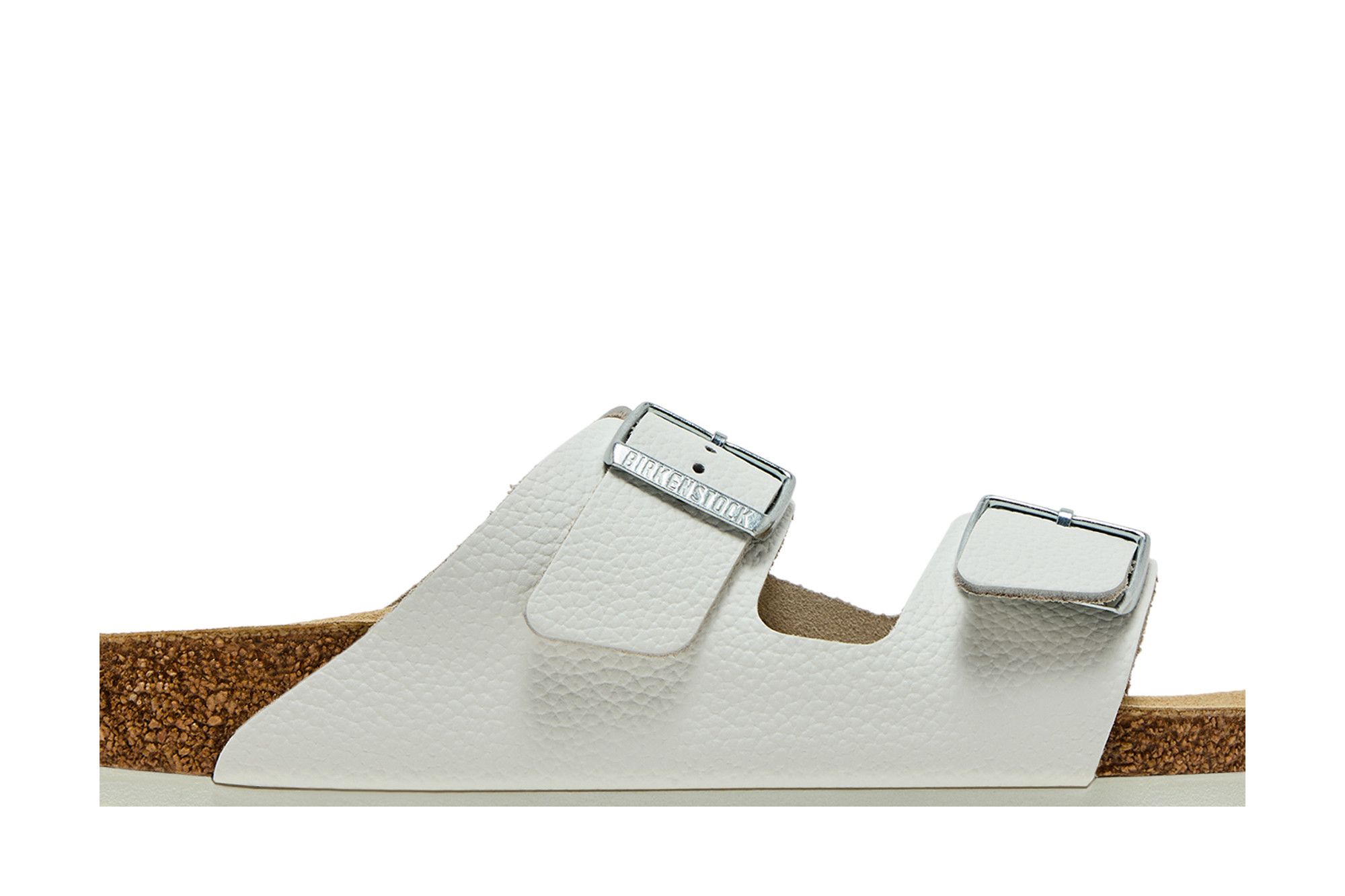 Order 柏肯 Arizona 皮革 舒適增高百搭厚底金屬搭扣 一字拖鞋 男女同款 白色 窄版