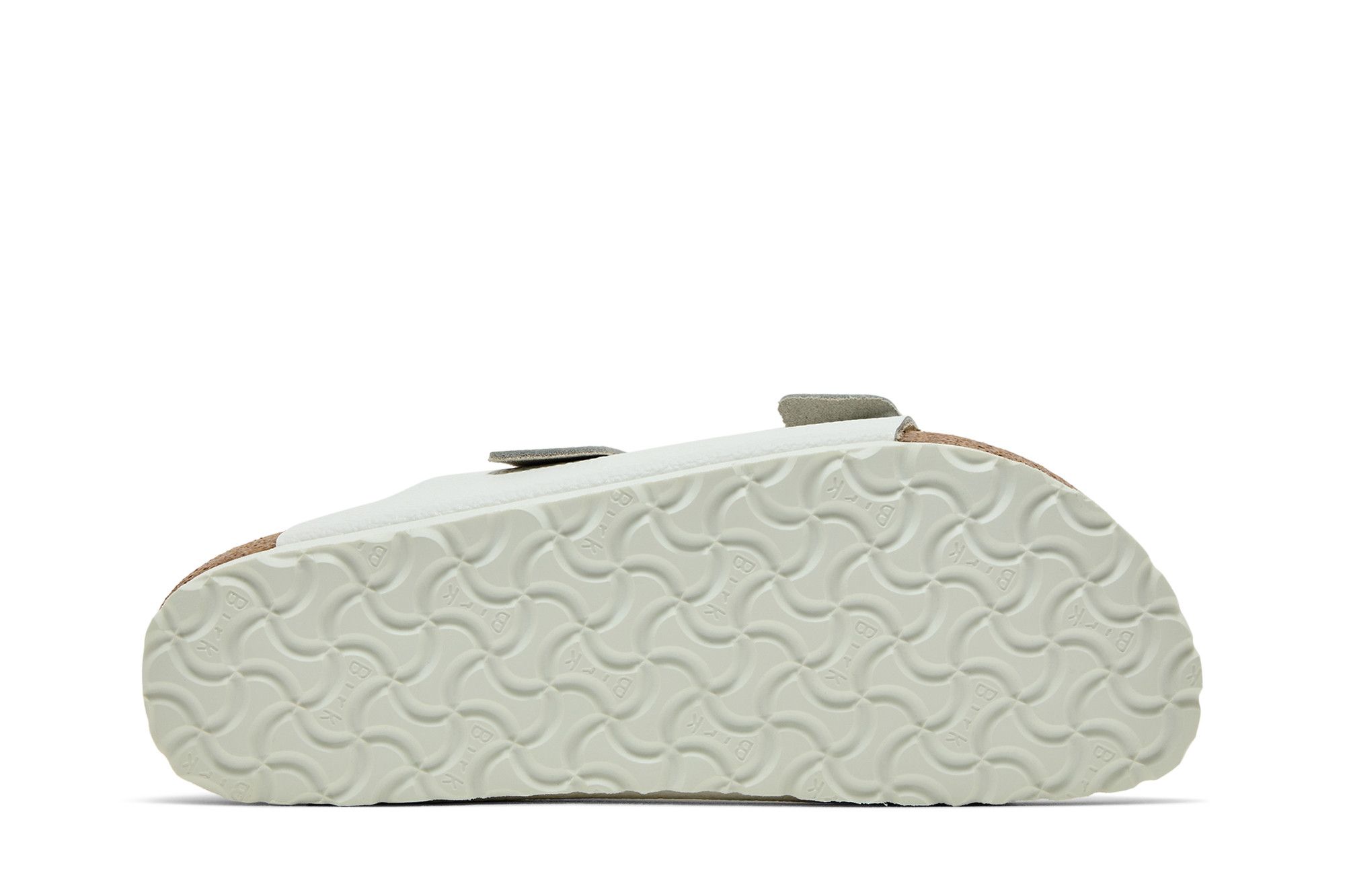 Shop 柏肯 Arizona 皮革 舒適增高百搭厚底金屬搭扣 一字拖鞋 男女同款 白色 窄版