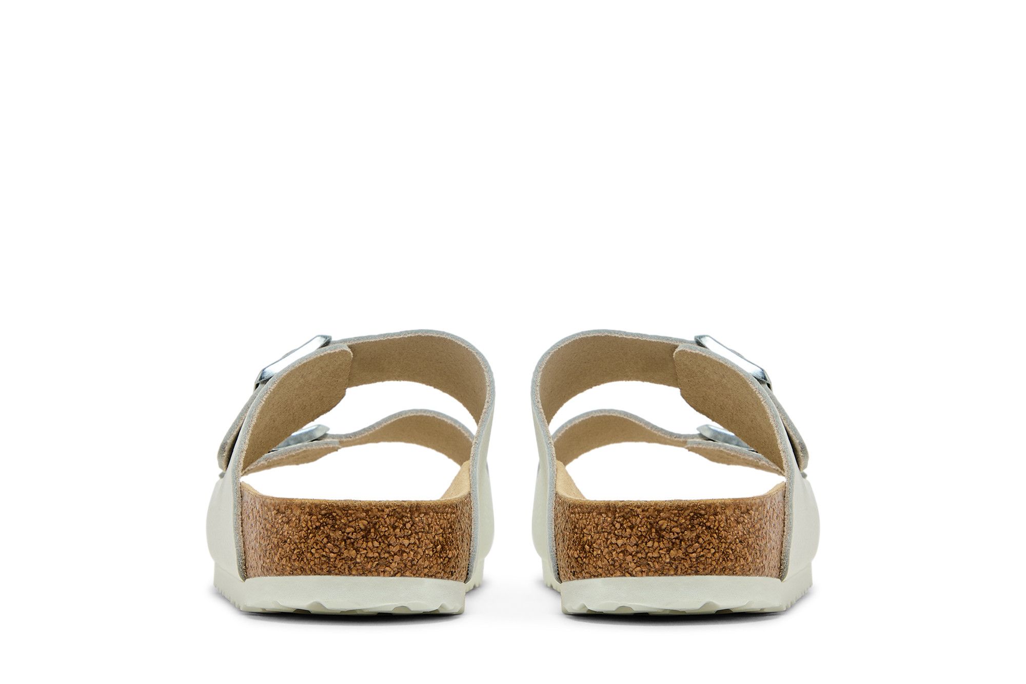 Details for 柏肯 Arizona 皮革 舒適增高百搭厚底金屬搭扣 一字拖鞋 男女同款 白色 窄版