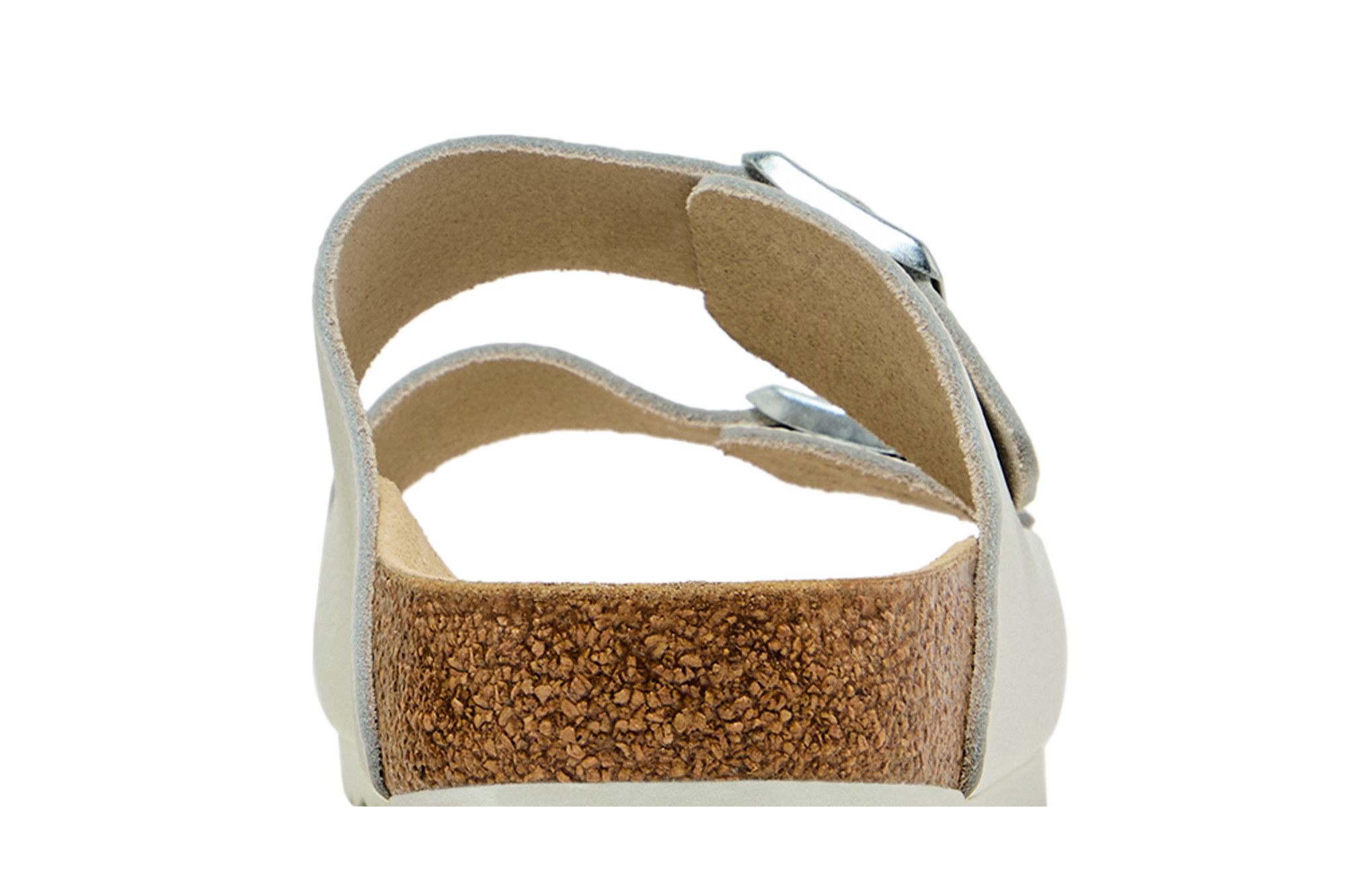 Sizing 柏肯 Arizona 皮革 舒適增高百搭厚底金屬搭扣 一字拖鞋 男女同款 白色 窄版