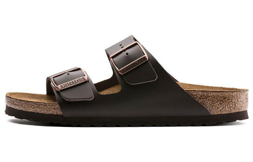 Birkenstock Arizona Natural Leather Narrow Fit Sandals 'Dark Brown'