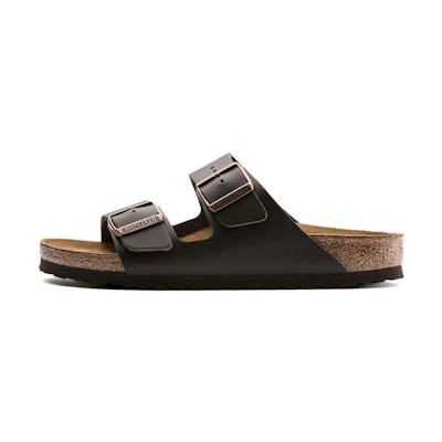 Birkenstock Arizona Natural Leather Narrow Fit Sandals 'Dark Brown'