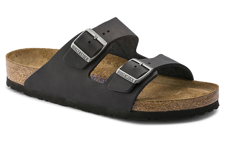 Lookbook Birkenstock Arizona Oiled Nubuck Leather Narrow Fit Sandals 'Black' 752483
